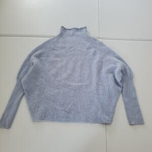 Club Monaco Sweater Womens XS Light Blue Cashmere Ribbed Mock Neck Pullover